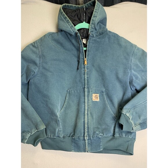 Carhartt Other - Carhartt JQ296 Canvas Quilt Lined Jacket Men's 2XL Blue Green Vintage 90’s Chore